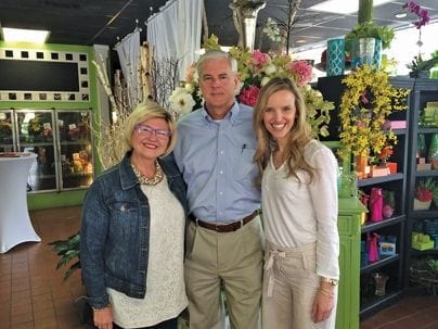 Rep. Steve Womack (R-Ark.) toured Shirley’s Flowers & Gifts in Rogers, Arkansas, in April 2015 and talked about industry issues with Jo Buttram, AAF, AMF, PCF (left) and her daughter, Shelby Shy, AAF.