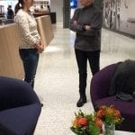 Spokesperson Kelli Ellis gets in her final messages in the last few minutes of her meeting with an editor from Real Simple magazine.