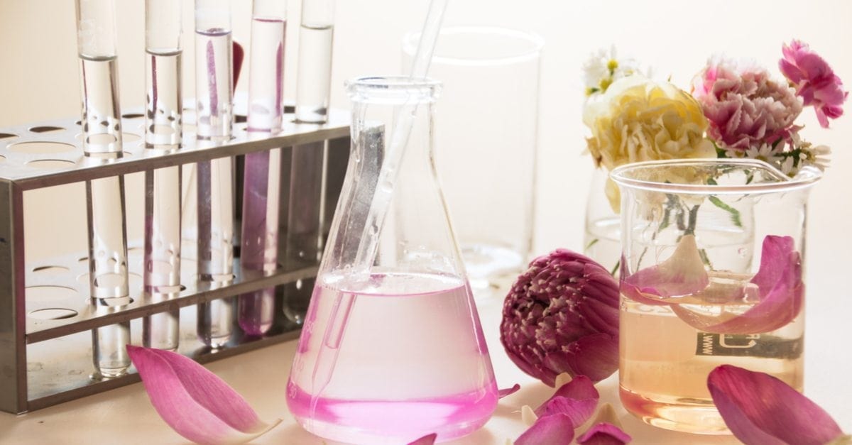 beakers with Lotus in a lab