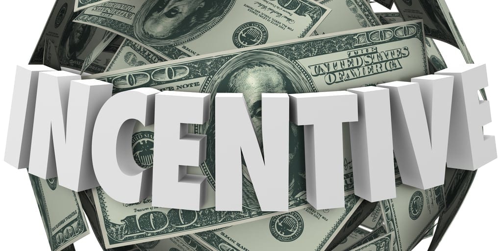 money with the word 'incentive' on it