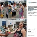 “We really enjoyed explaining to each person why we were giving them out,” said Raven Sykes of Atrium Design Works, a wholesaler and distributor in Wailuku, Hawaii, about Petal It Forward. “It really is such a great experience giving flowers to people and watching them turn around and give them to someone else.”